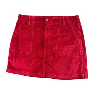 Old Navy Red Corduroy A-Line Mini Skirt Women's 14 Y2K Academia Retro